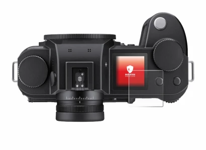 Imagen del dispositivo Leica SL3 (pantalla de hombro) con una amplia variedad de protectores de pantalla.