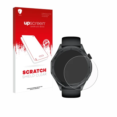 Parte frontal de un envase de producto con el logotipo de la marca upscreen. Al lado se muestra el dispositivo Kardena Care Pr