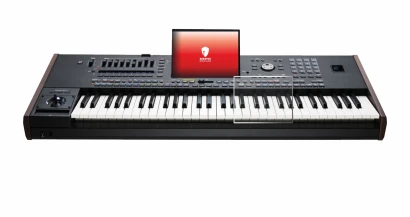Imagen del dispositivo KORG Pa5X con una amplia variedad de protectores de pantalla.