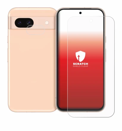 Imagen del dispositivo Google Pixel 8a (Frontal+Cámara) con una amplia variedad de protectores de pantalla.