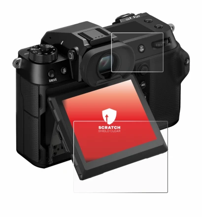 Imagen del dispositivo Fujifilm GFX100S II (Pantalla + pantalla de hombro) con una amplia variedad de protectores de pantalla.