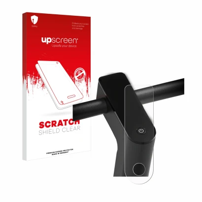 Parte frontal de un envase de producto con el logotipo de la marca upscreen. Al lado se muestra el dispositivo Xiaomi Mi 4 Pro