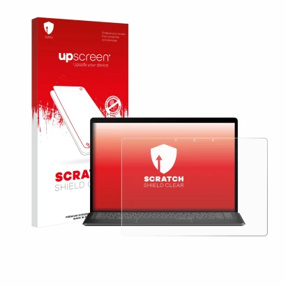 Parte frontal de un envase de producto con el logotipo de la marca upscreen. Al lado se muestra el dispositivo Minisforum V3 3