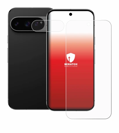 Imagen del dispositivo Google Pixel 9 Pro XL (Frontal+Cámara) con una amplia variedad de protectores de pantalla.