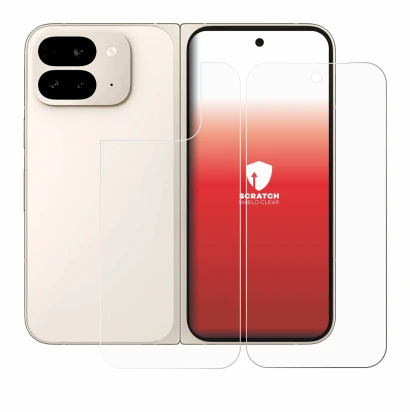 Imagen del dispositivo Google Pixel 9 Pro Fold (Frontal+Trasero) con una amplia variedad de protectores de pantalla.