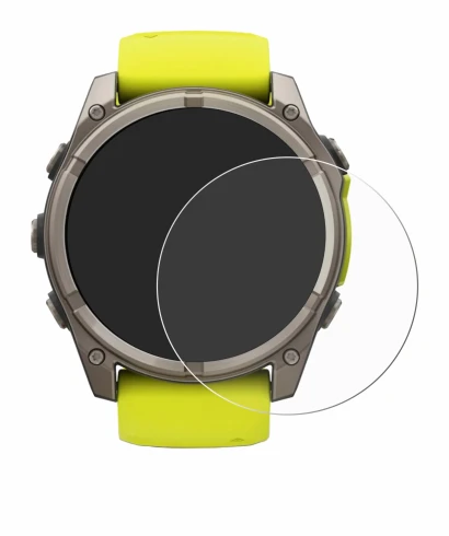 Imagen del dispositivo Garmin Fenix 8 Solar (51 mm) con una amplia variedad de protectores de pantalla.