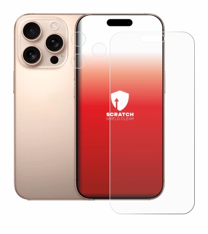 Imagen del dispositivo Apple iPhone 16 Pro Max (Frontal+Cámara) con una amplia variedad de protectores de pantalla.