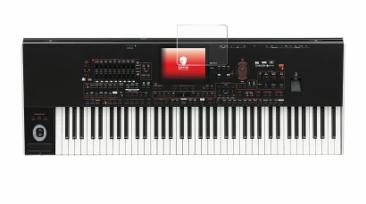 Imagen del dispositivo KORG Pa4x con una amplia variedad de protectores de pantalla.