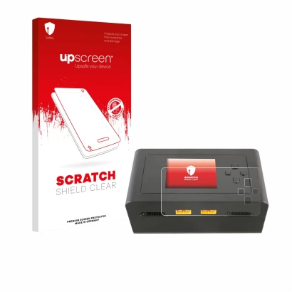Parte frontal de un envase de producto con el logotipo de la marca upscreen. Al lado se muestra el dispositivo Gens Ace IMARS