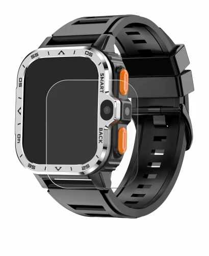 Imagen del dispositivo HS Smartwatch 2" con una amplia variedad de protectores de pantalla.