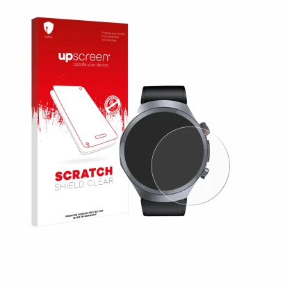 Parte frontal de un envase de producto con el logotipo de la marca upscreen. Al lado se muestra el dispositivo Knauermann Pro