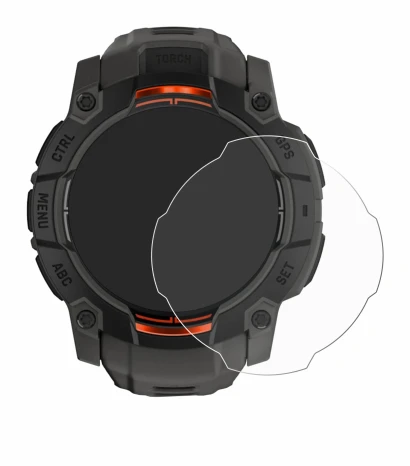 Imagen del dispositivo Garmin Instinct 3 Solar (45 mm) con una amplia variedad de protectores de pantalla.