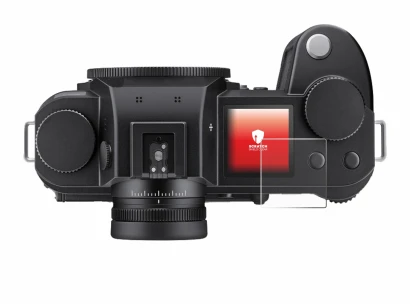 Imagen del dispositivo Leica SL3-S (pantalla de hombro) con una amplia variedad de protectores de pantalla.