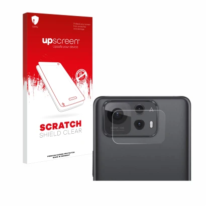 Parte frontal de un envase de producto con el logotipo de la marca upscreen. Al lado se muestra el dispositivo ASUS ZenFone 12