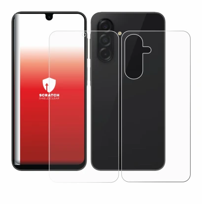 Imagen del dispositivo Samsung Galaxy A26 5G (Frontal+Trasero) con una amplia variedad de protectores de pantalla.