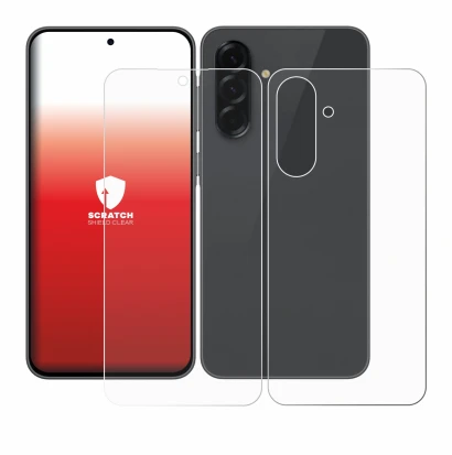 Imagen del dispositivo Samsung Galaxy A36 5G (Frontal+Trasero) con una amplia variedad de protectores de pantalla.