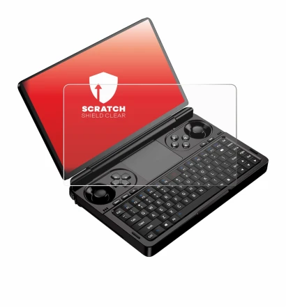 Imagen del dispositivo GPD Win Mini (2025) con una amplia variedad de protectores de pantalla.