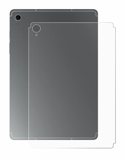 Imagen del dispositivo Samsung Galaxy Tab S10 FE (Trasero) con una amplia variedad de protectores de pantalla.