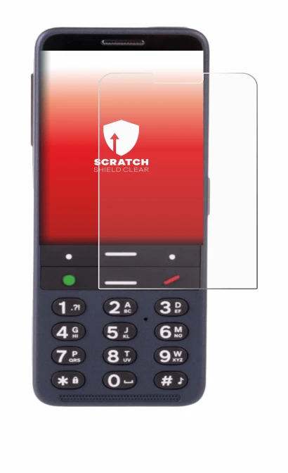 Imagen del dispositivo BlindShell Classic 3 con una amplia variedad de protectores de pantalla.