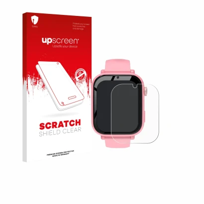 Parte frontal de un envase de producto con el logotipo de la marca upscreen. Al lado se muestra el dispositivo CATGIFF A22 con