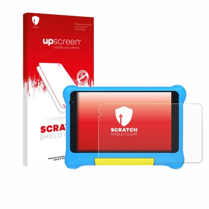 Parte frontal de un envase de producto con el logotipo de la marca upscreen. Al lado se muestra el dispositivo Yicty YTYTK707
