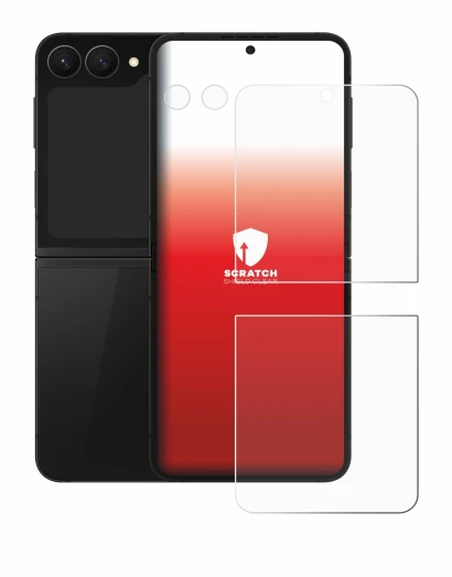 Imagen del dispositivo Samsung Galaxy Z Flip 7 FE (Frontal+Cámara) con una amplia variedad de protectores de pantalla.