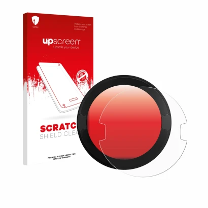Parte frontal de un envase de producto con el logotipo de la marca upscreen. Al lado se muestra el dispositivo OOONO P-DISC NO