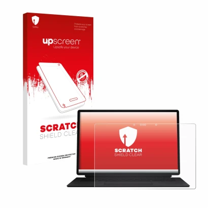 Parte frontal de un envase de producto con el logotipo de la marca upscreen. Al lado se muestra el dispositivo ASUS ProArt PZ1