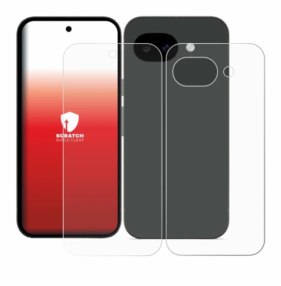 Imagen del dispositivo Google Pixel 10a (Frontal+Trasero) con una amplia variedad de protectores de pantalla.