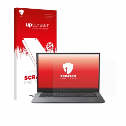 Parte frontal de un envase de producto con el logotipo de la marca upscreen. Al lado se muestra el dispositivo Blackview Acebo