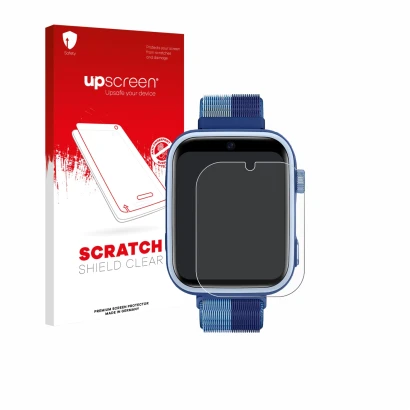 Parte frontal de un envase de producto con el logotipo de la marca upscreen. Al lado se muestra el dispositivo Oliimptek T45 c