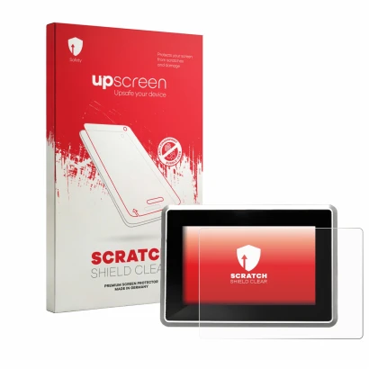 Parte frontal de un envase de producto con el logotipo de la marca upscreen. Al lado se muestra el dispositivo GESAS High Perf