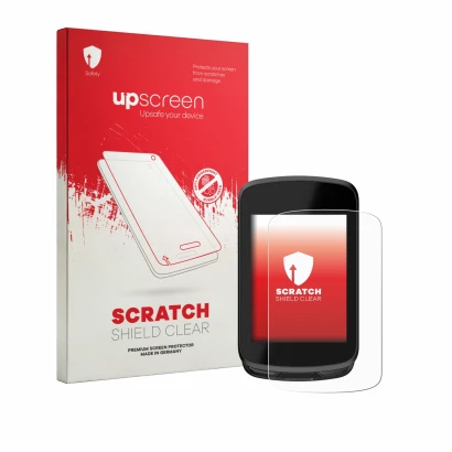Parte frontal de un envase de producto con el logotipo de la marca upscreen. Al lado se muestra el dispositivo Magene C606 Pro