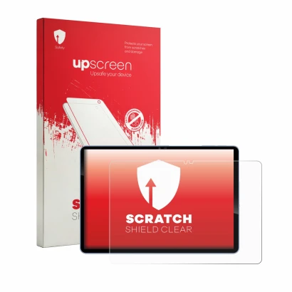Parte frontal de un envase de producto con el logotipo de la marca upscreen. Al lado se muestra el dispositivo Acer Iconia iM1