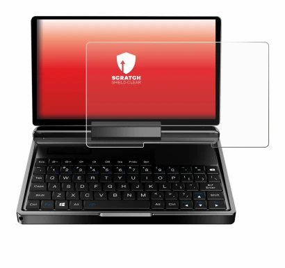 Imagen del dispositivo GPD MicroPC 2 con una amplia variedad de protectores de pantalla.