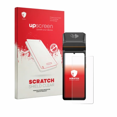 Parte frontal de un envase de producto con el logotipo de la marca upscreen. Al lado se muestra el dispositivo Brainsport myPA