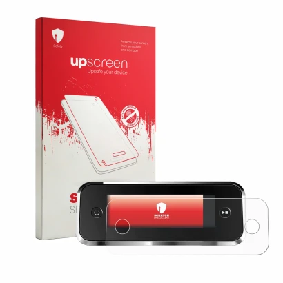 Parte frontal de un envase de producto con el logotipo de la marca upscreen. Al lado se muestra el dispositivo Philips Series