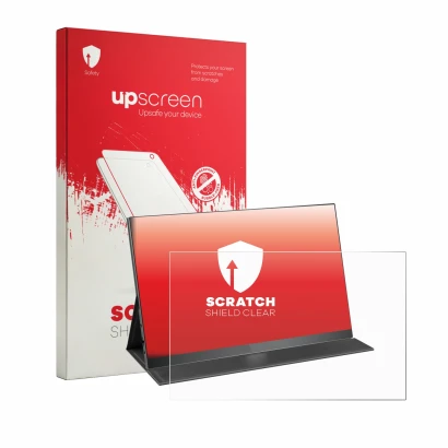 Parte frontal de un envase de producto con el logotipo de la marca upscreen. Al lado se muestra el dispositivo Yodoit PTM16 16