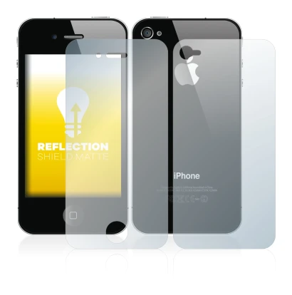 Imagen del dispositivo Apple iPhone 4S (Frontal+Trasero) con una amplia variedad de protectores de pantalla.