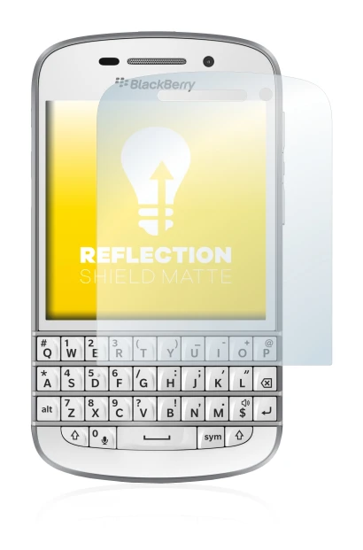 Imagen del dispositivo BlackBerry Q10 con una amplia variedad de protectores de pantalla.