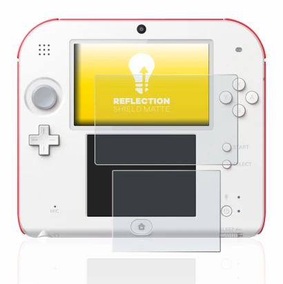 Imagen del dispositivo Nintendo 2DS con una amplia variedad de protectores de pantalla.