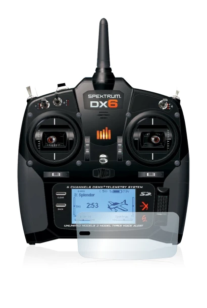 Imagen del dispositivo Spektrum DX6 con una amplia variedad de protectores de pantalla.