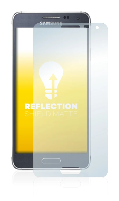 Imagen del dispositivo Samsung Galaxy Alpha SM-G850F con una amplia variedad de protectores de pantalla.
