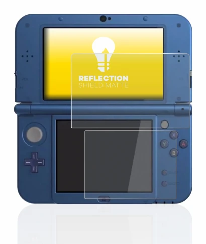 Imagen del dispositivo Nintendo New 3DS XL con una amplia variedad de protectores de pantalla.