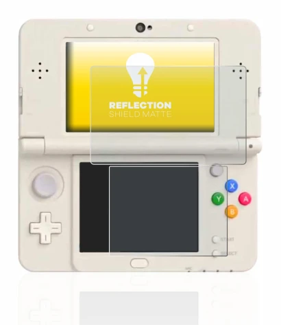 Imagen del dispositivo Nintendo New 3DS con una amplia variedad de protectores de pantalla.