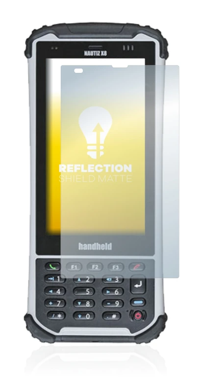 Imagen del dispositivo Handheld Nautiz X8 con una amplia variedad de protectores de pantalla.