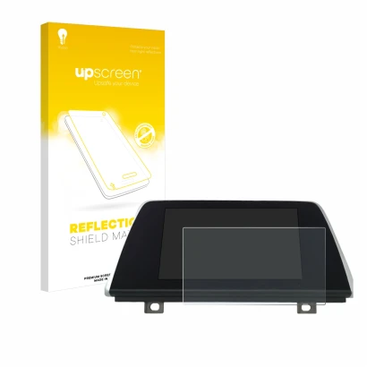 Parte frontal de un envase de producto con el logotipo de la marca upscreen. Al lado se muestra el dispositivo BMW Professiona