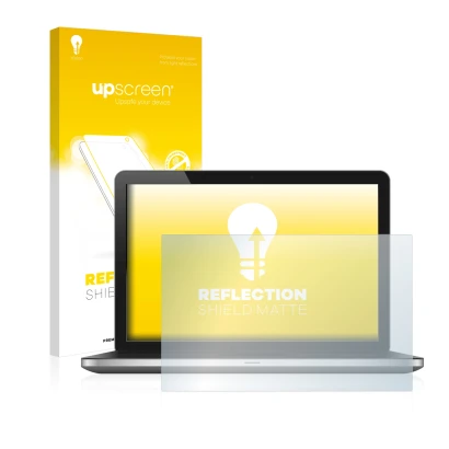 Parte frontal de un envase de producto con el logotipo de la marca upscreen. Al lado se muestra el dispositivo con su protecto