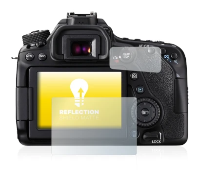 Imagen del dispositivo Canon EOS 80D con una amplia variedad de protectores de pantalla.