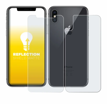 Imagen del dispositivo Apple iPhone X (Frontal+Trasero) con una amplia variedad de protectores de pantalla.